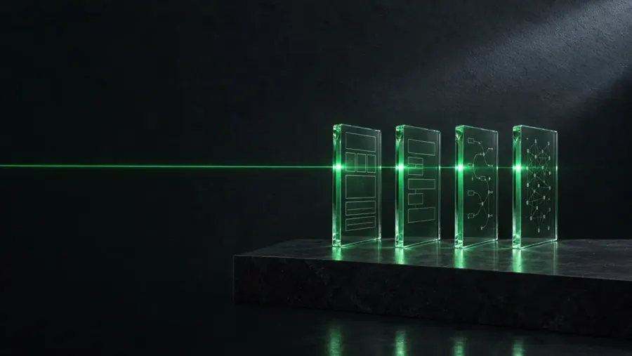 KreaTech — les quatre plaques de verre, de nuit